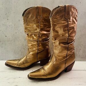 Gold Western Cowboy Boots metallic golden 8.5